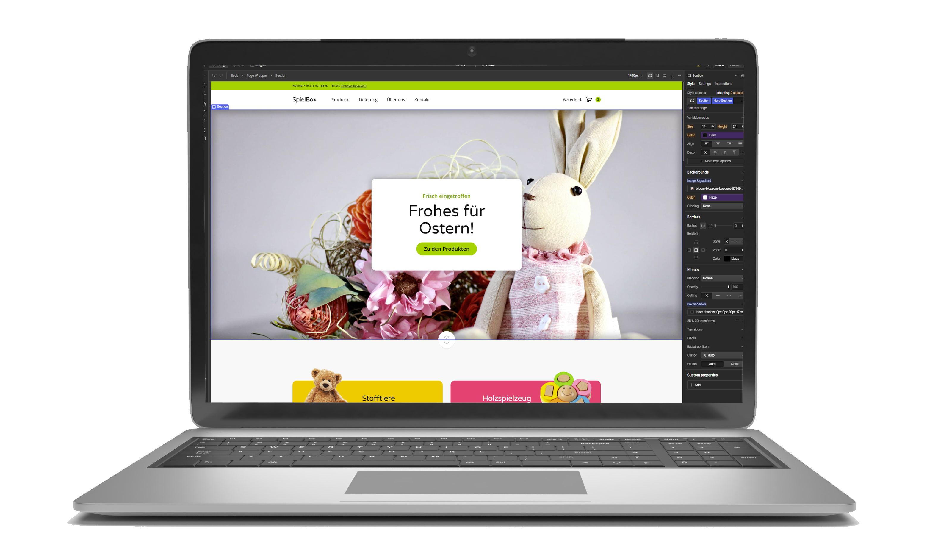 Beispiel einer barrierefreien Webseite, umgesetzt in Webflow